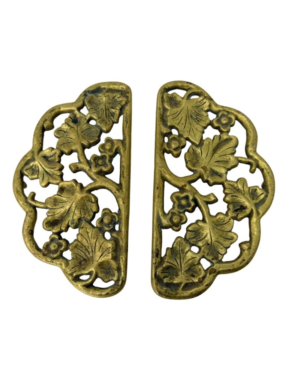 Vintage Virginia Metal Crafters Harvin Brass Floral‎ Leaf Trivets Pair